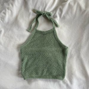 Hollister - sage green knit halter top